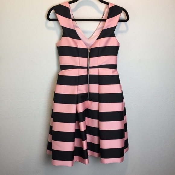 TOPSHOP Fit & Flare Dress Pink & Black Striped - Picture 6 of 12